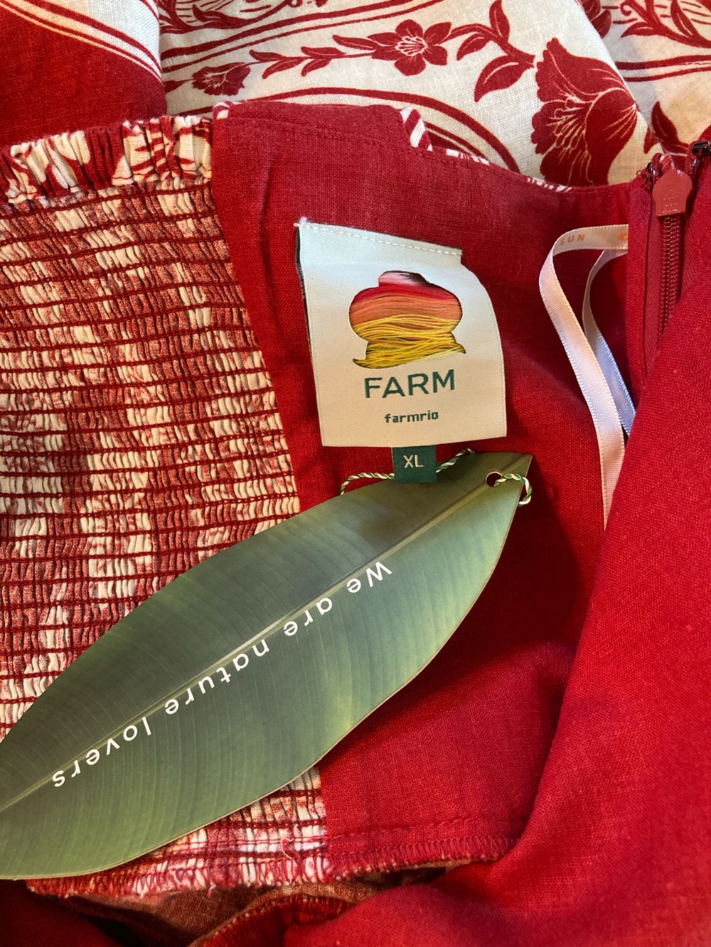 NEW FARM Rio Red Guanacaste Belted Euroflax™ Romper Tropical Floral Linen XL - Picture 14 of 15